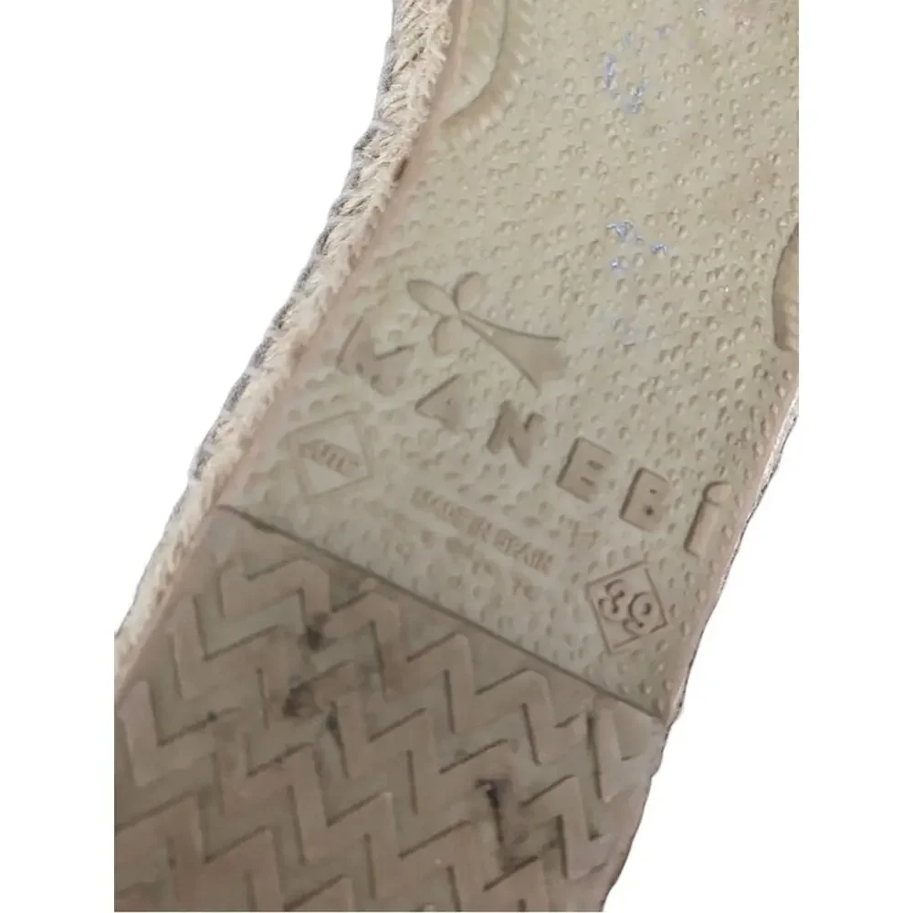 Manebi Distressed Blue Canvas Espadrille Slip-On Shoes size 39 US 9